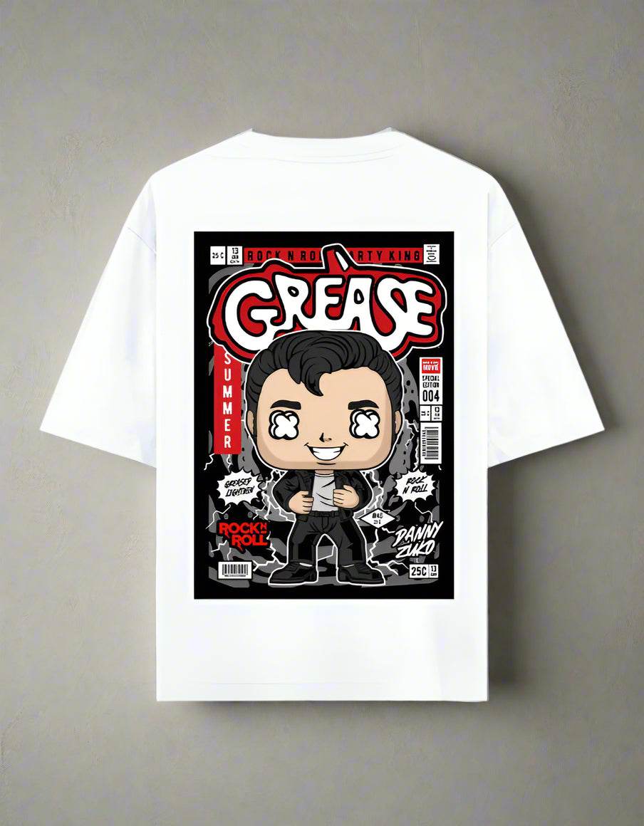 Oversized white streetwear t-shirt with graphic print by DROX