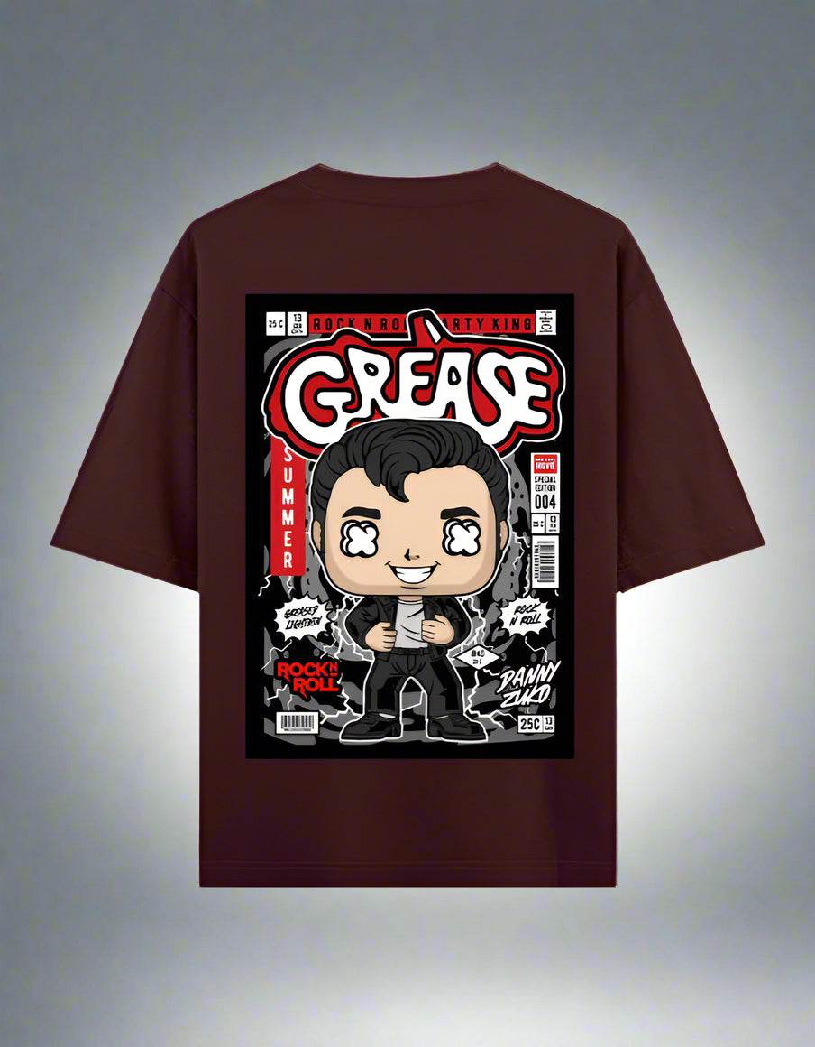 Oversized brown streetwear t-shirt with graphic print by DROX