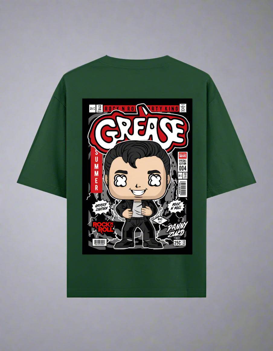 Oversized green streetwear t-shirt with graphic print by DROX