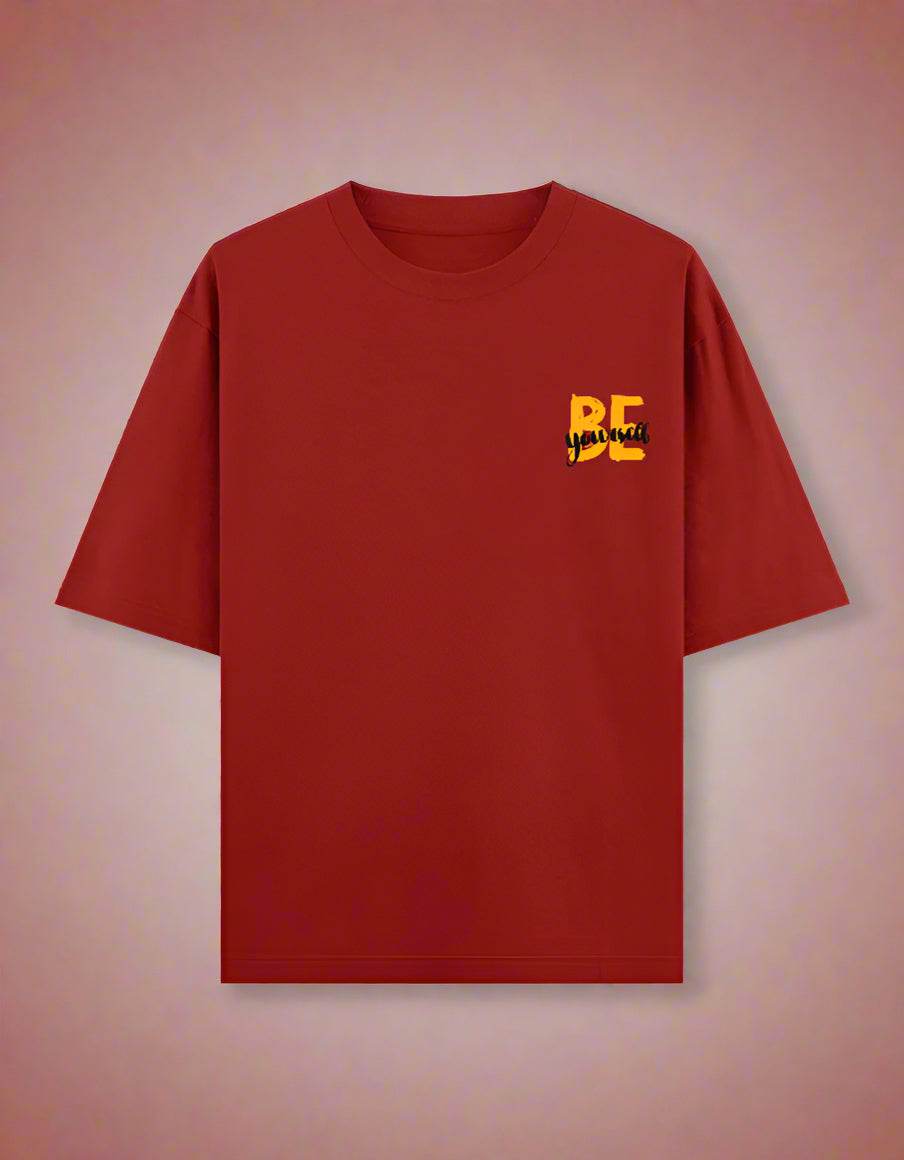Oversized red streetwear t-shirt with graphic print by DROX
