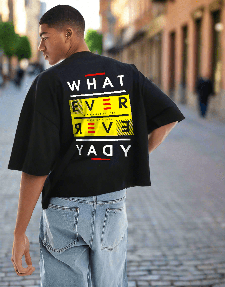 Oversized black streetwear t-shirt with graphic print by DROX