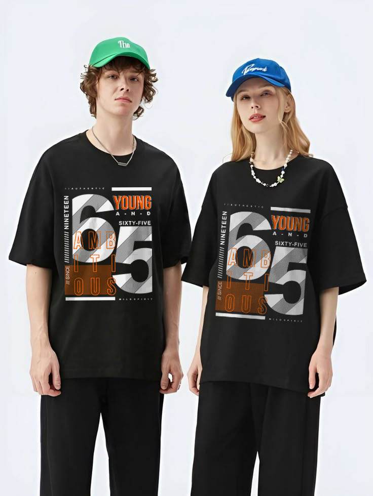Young & Ambitious 65 Oversized T-Shirt – Urban Typography Drop | DROX - DROX