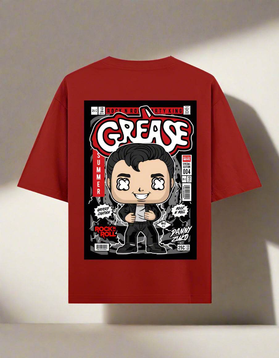 Oversized red streetwear t-shirt with graphic print by DROX