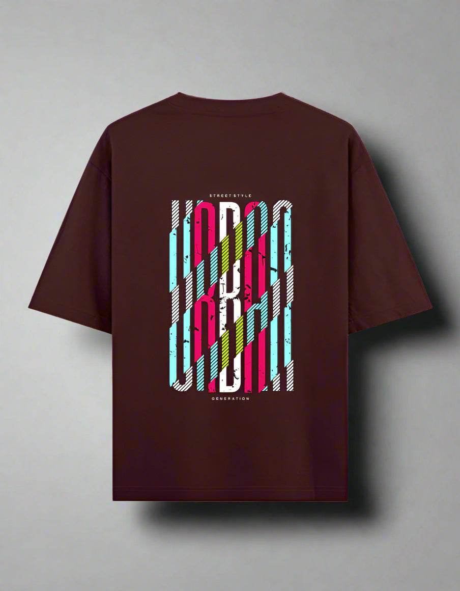 Oversized brown streetwear t-shirt with graphic print by DROX