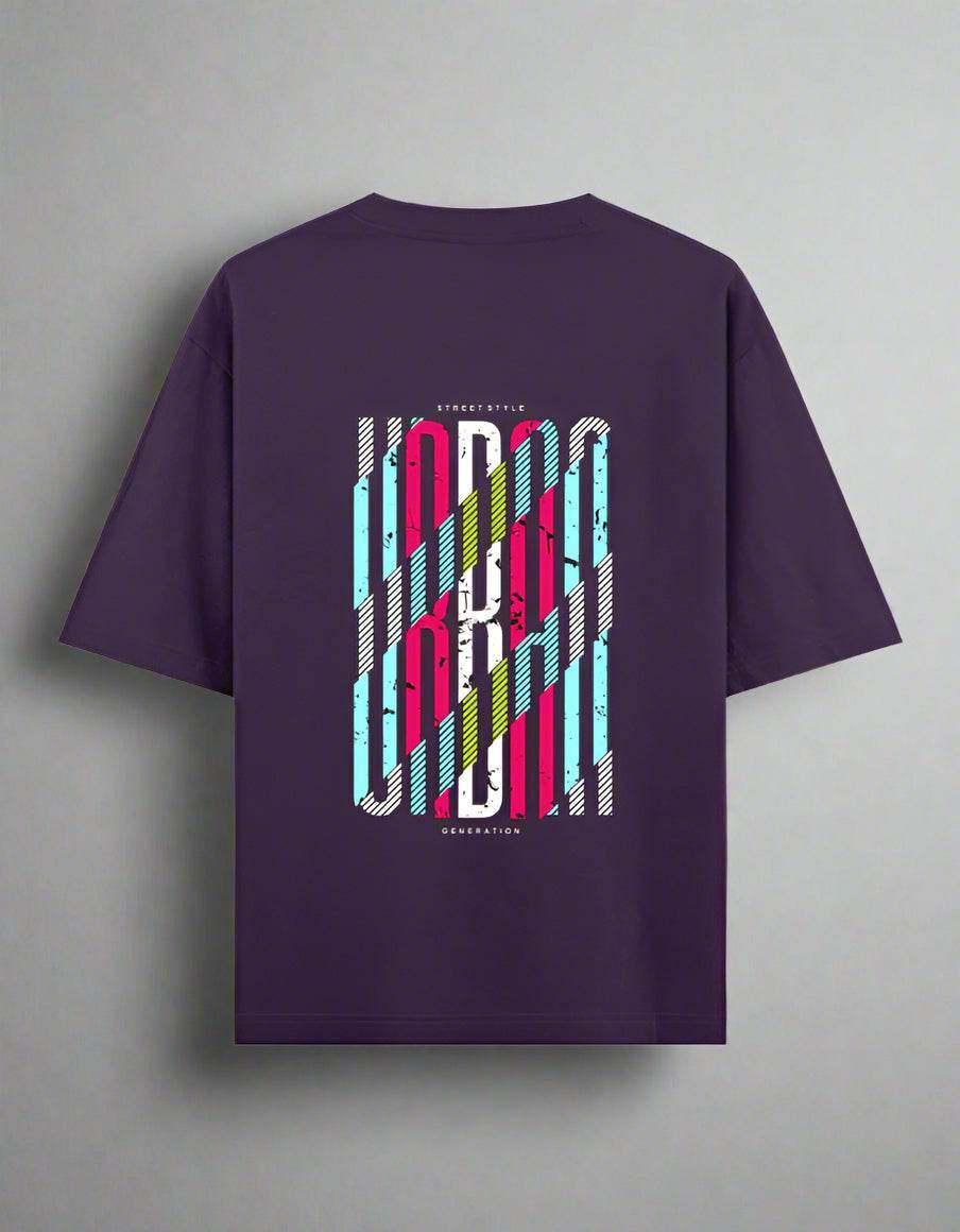Oversized purple  streetwear t-shirt with graphic print by DROX
