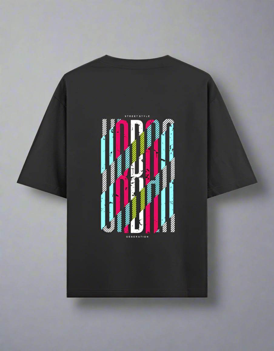 Oversized black streetwear t-shirt with graphic print by DROX