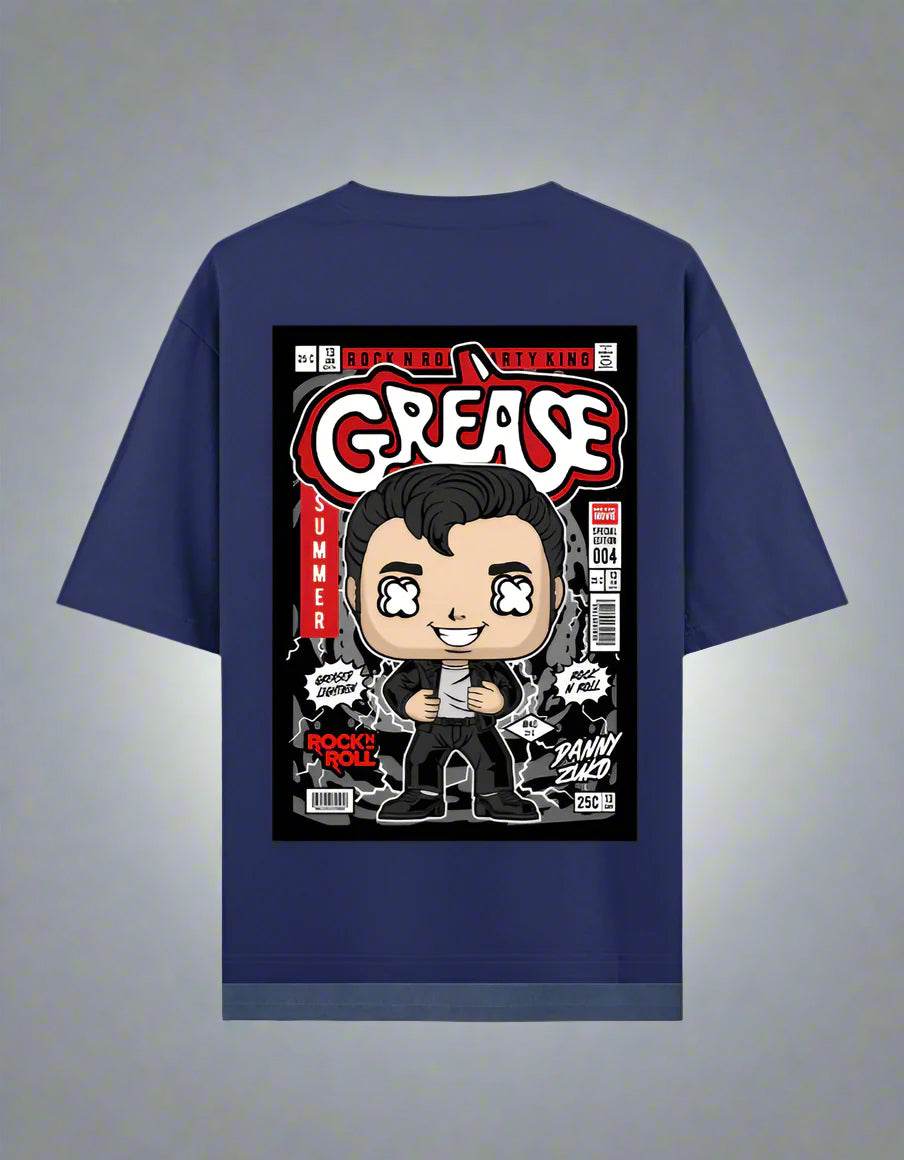 Oversized blue streetwear t-shirt with graphic print by DROX
