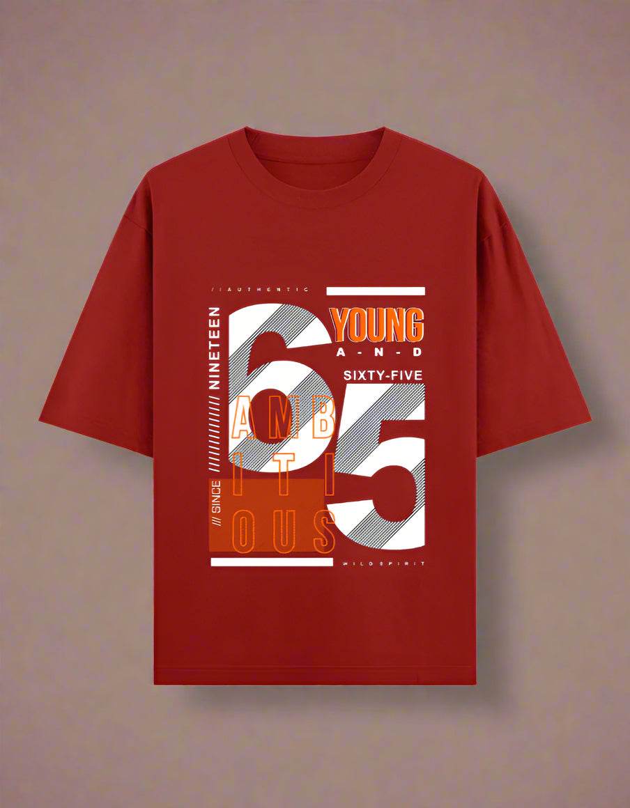 Young & Ambitious 65 Oversized T-Shirt – Urban Typography Drop | DROX - DROX