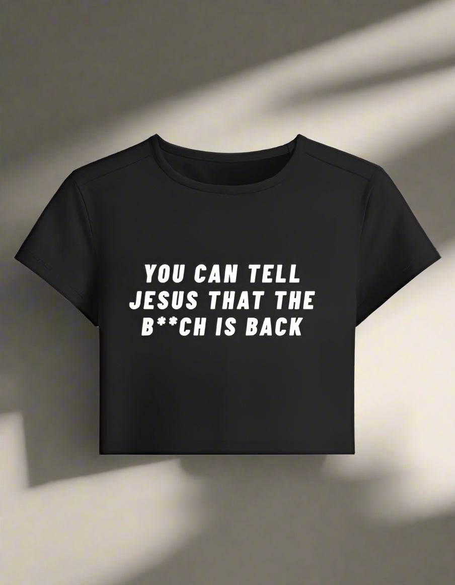 You Can Tell Jesus – Bold Navy Blue Cropped Baby Tee - DROX