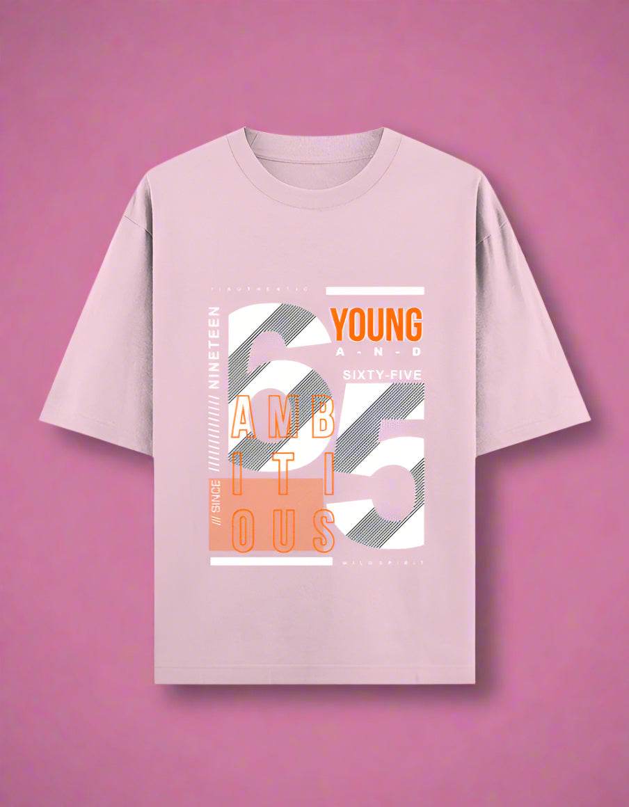 Young & Ambitious 65 Oversized T-Shirt – Urban Typography Drop | DROX - DROX