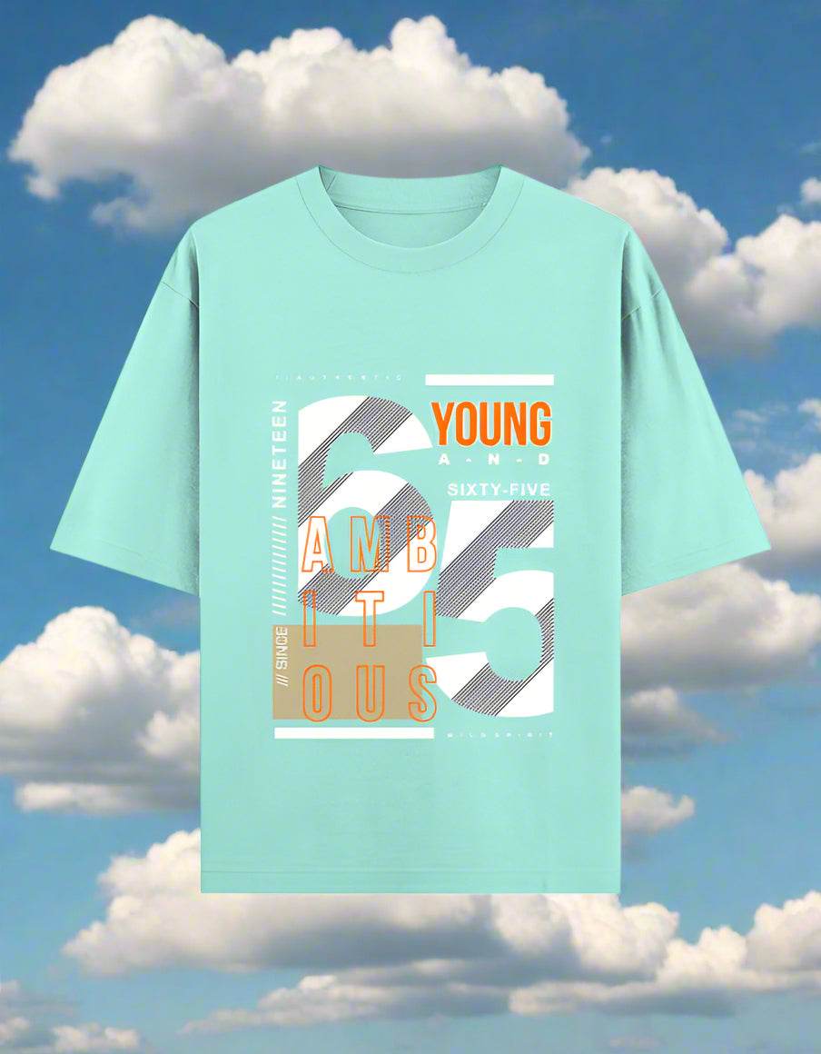 Young & Ambitious 65 Oversized T-Shirt – Urban Typography Drop | DROX - DROX